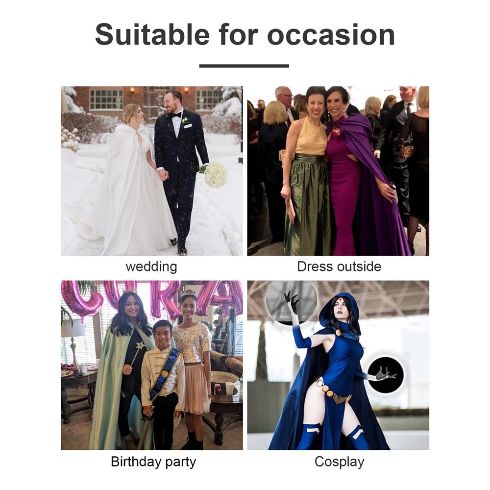 Women's Wedding Hooded Cape Bridal Cloak Poncho Full Length （170）blue Satin Hooded Cape Unisex Halloween Cloak for Devil Witch Wizard Halloween Christmas — image 5