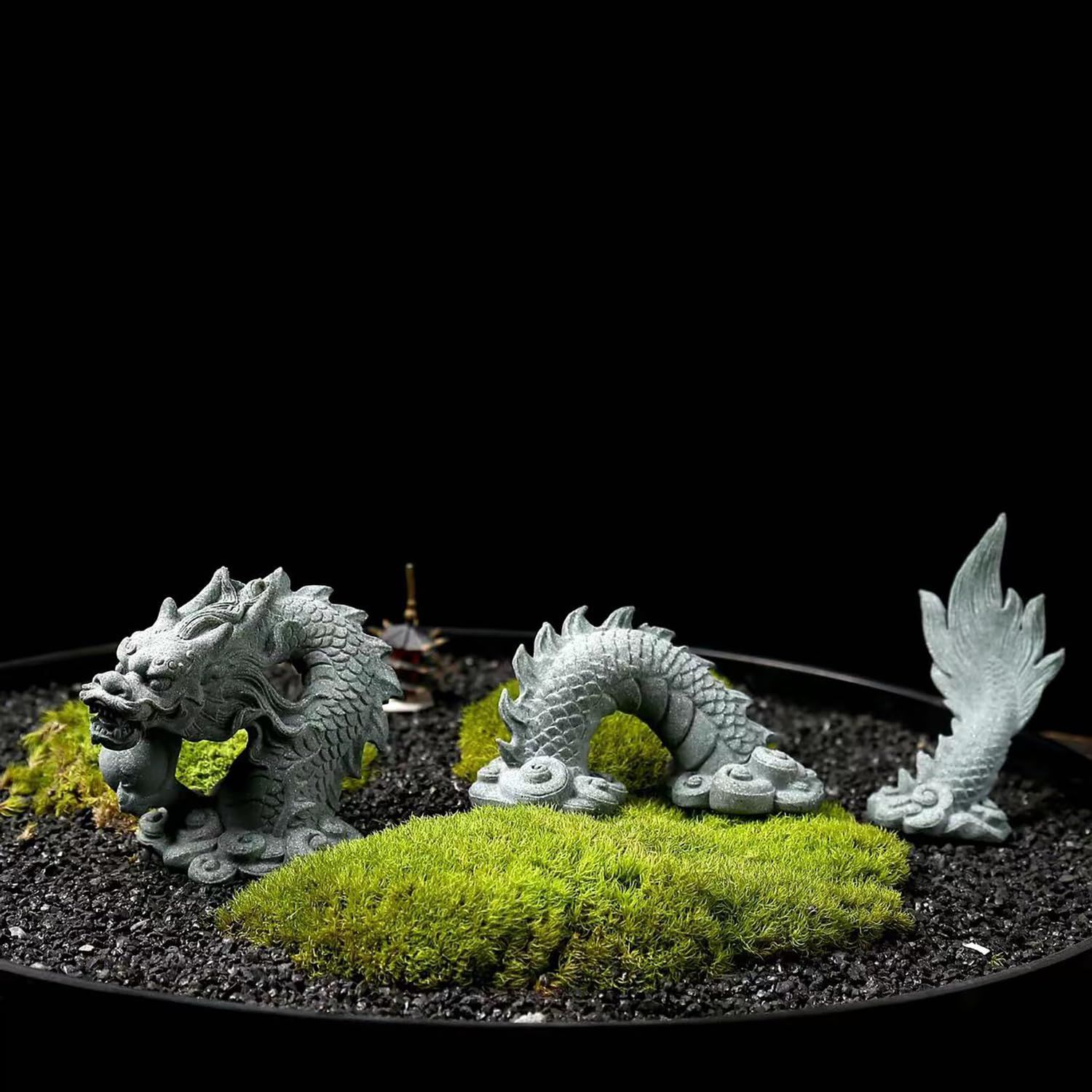 Sandstone Chinese Dragon Statue, Fish Tank Aquarium Decorations Home Office Tabletop Decor Small Accessories Ornaments — image 5