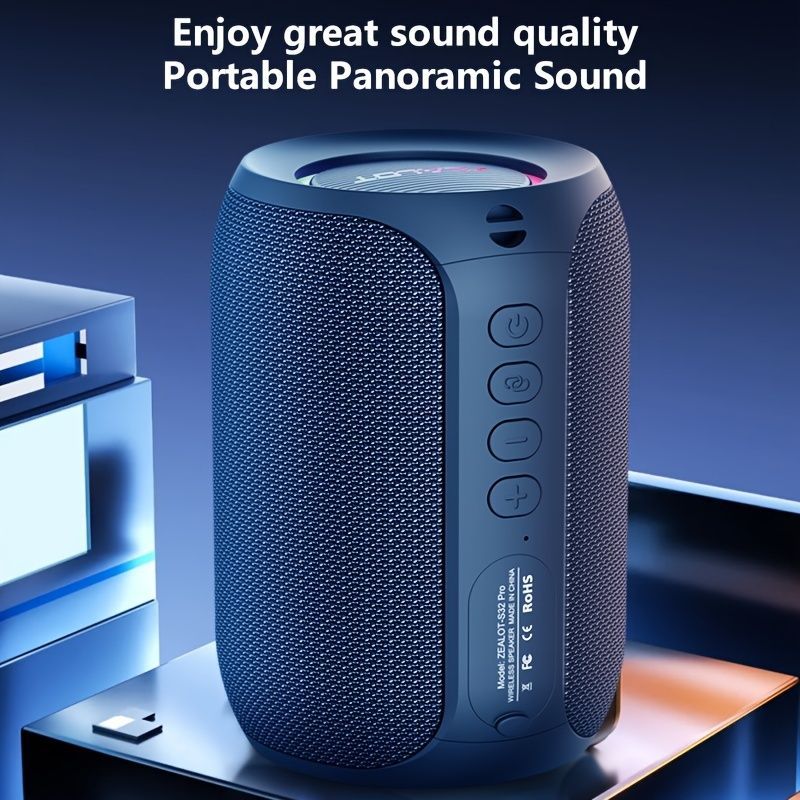 Portable Bluetooth Speaker Compact Speaker High-Quality Sound Long Battery Life - Black - Size 90-93-128mm — image 4