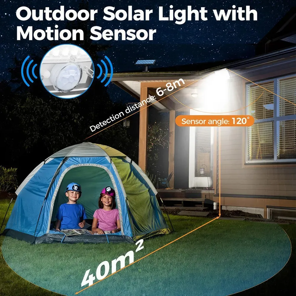 238LED Solar Powered Motion Sensor Outdoor Flood Light in Black — image 4