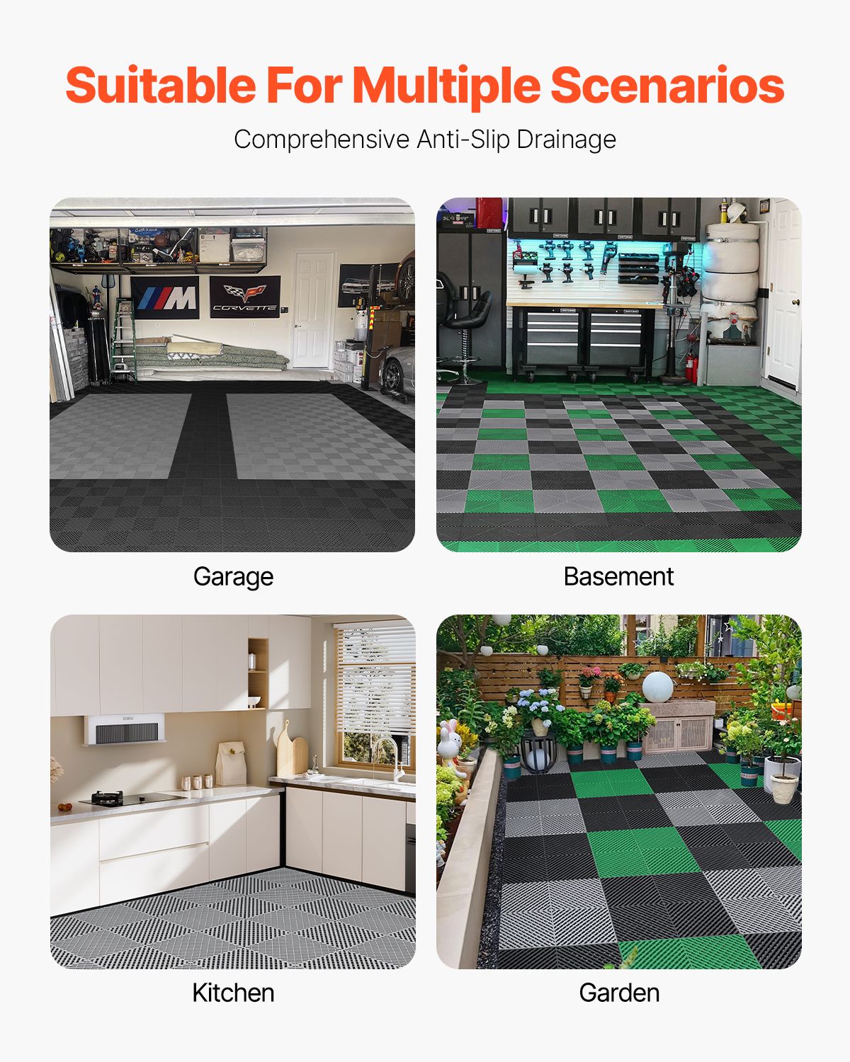 Interlocking Drainage Mat, 41.5 x 41.5 cm Modular Interlocking Cushion, 24 Pcs Splicing Drainage Mats, PP Non-Slip Drainage Floor Tile and Shower Mat, for β image 6