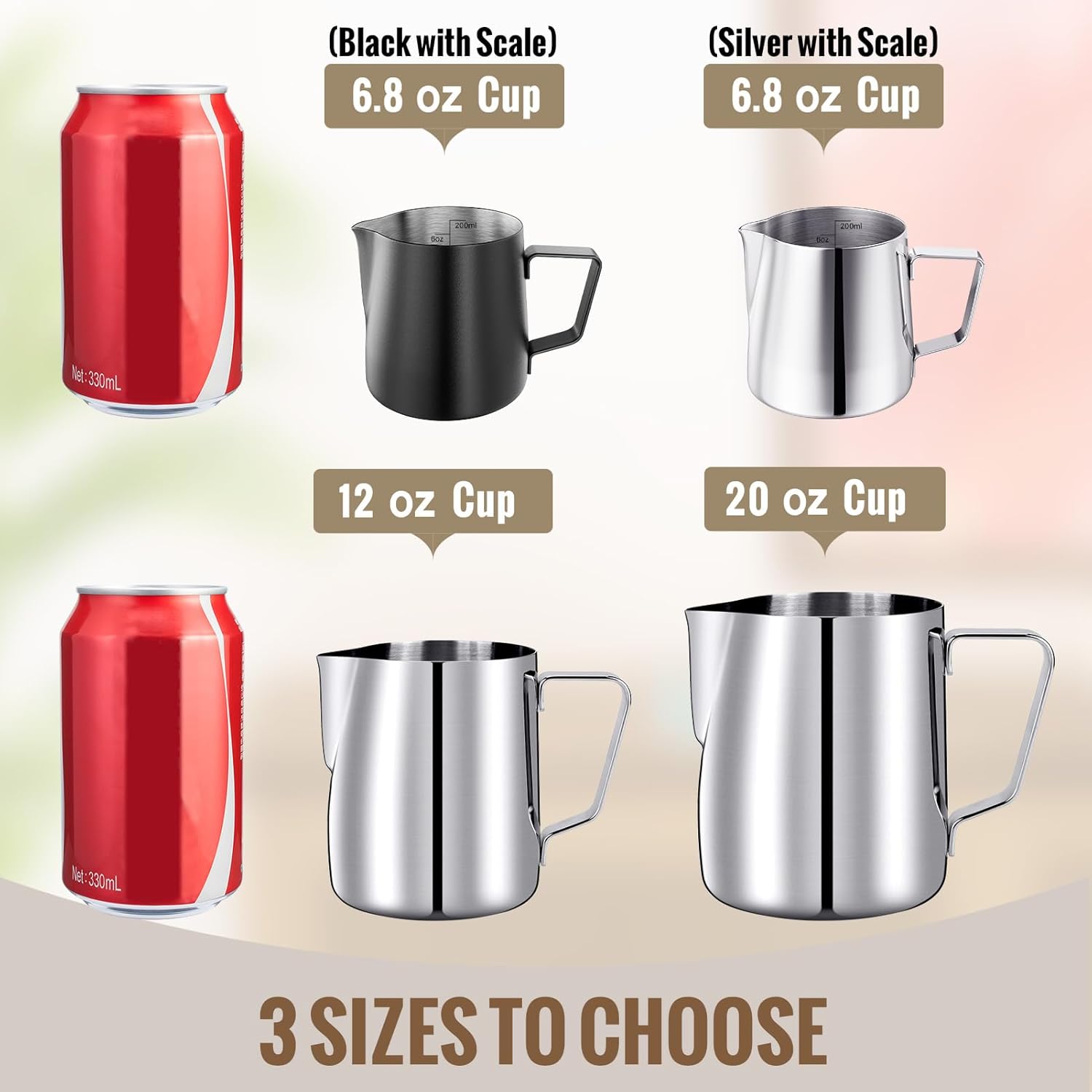 Milk Frothing Pitcher, 6.8oz/200ml Stainless Steel Milk Frother Cup, Small Steaming Pitcher for Espresso Machine, Latte Art Pour Cup โ image 5