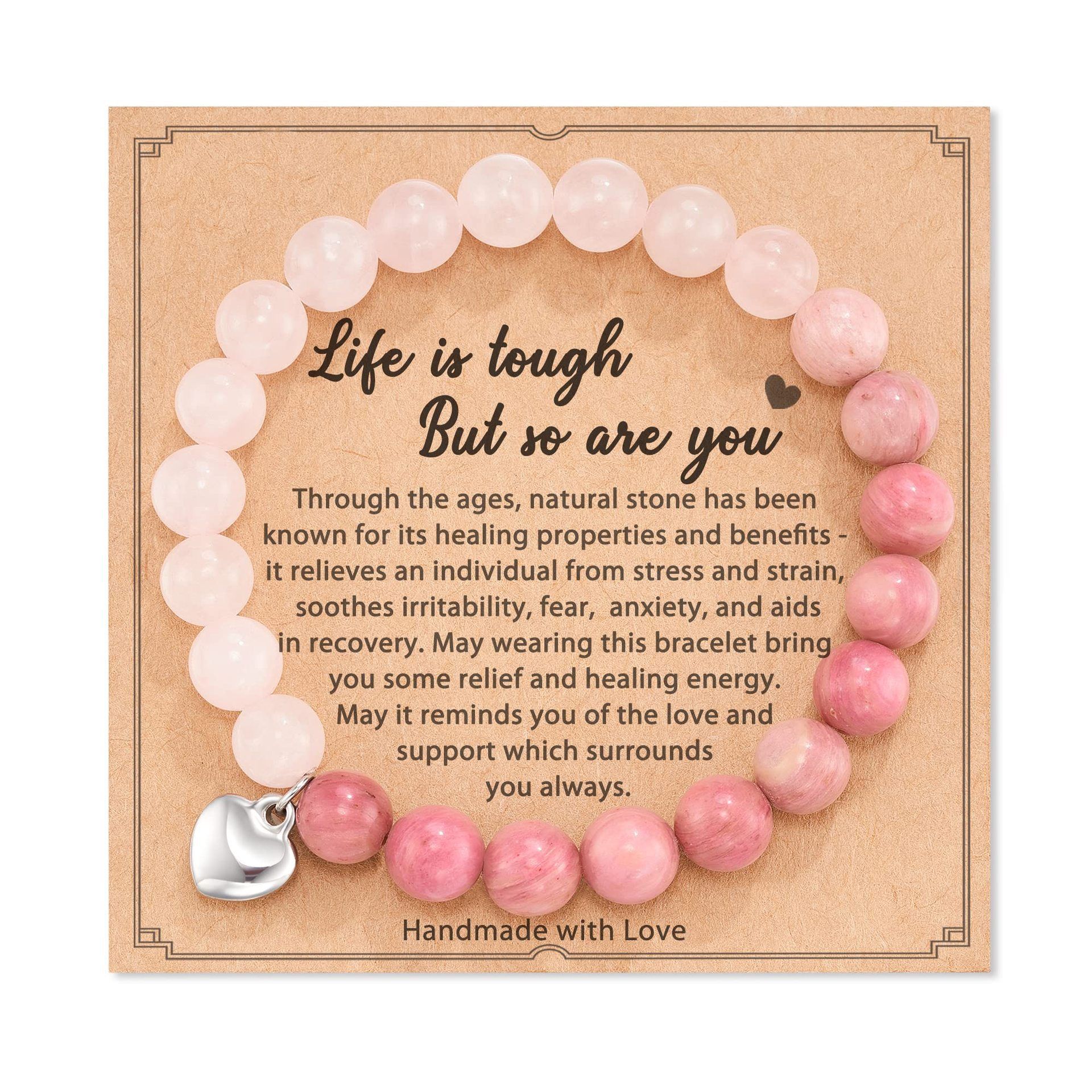Pink Fox Bead Bracelet for Women, Natural Crystal Bracelet, Spiritual Healer, Gift for Daughter and Grandmother — image 2