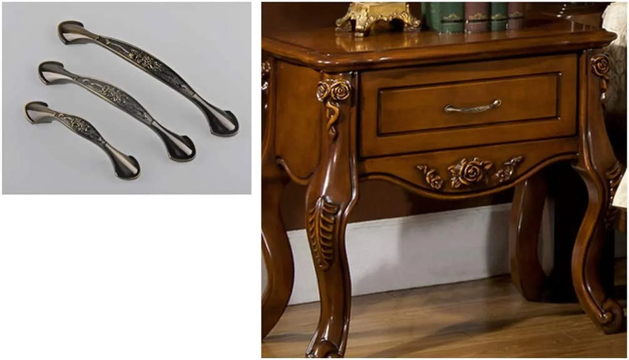 3 Pack Floral Cabinet Pull Handles, Solid Zinc Alloy Hardware, 5.04 In Hole Distance, Bronze โ image 5