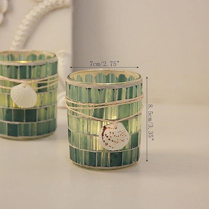 Glass Mosaic Candlestick, Aromatherapy Candle Cup for Valentine's Day, Christmas, Party Table Decor (Candles Not Included) — image 2