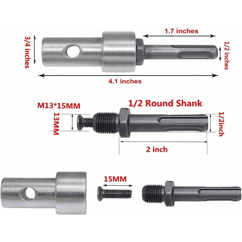 Garden Auger Power Drill Adapter For Corded Drill And Cordless Drill, Sds Plus Thread Keyless Chuck ROund Shank Adapter โ image 3