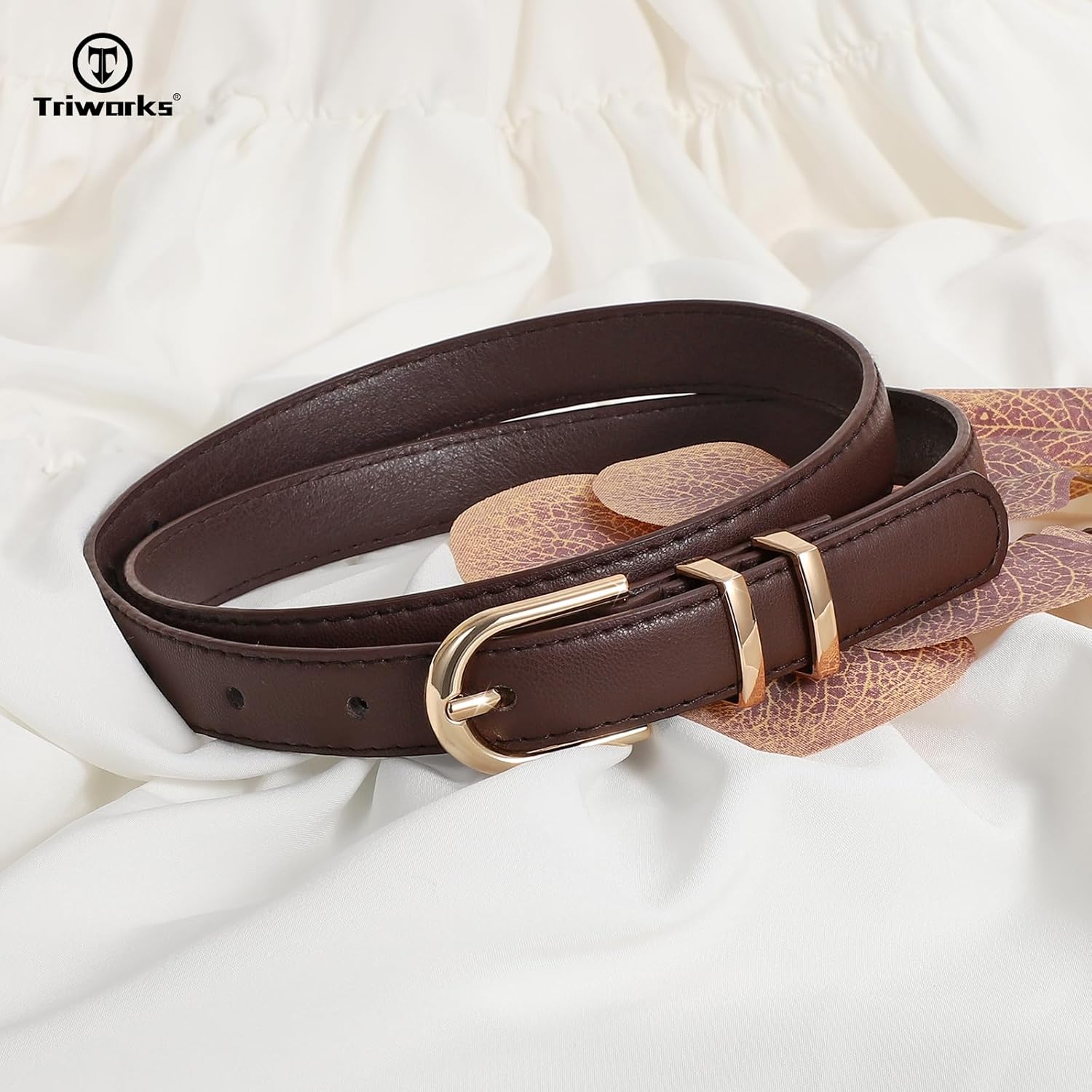 2 Pack Women Skinny Leather Belts for Jeans Pants Thin Faux Leather Belt with Gold Buckle โ image 6