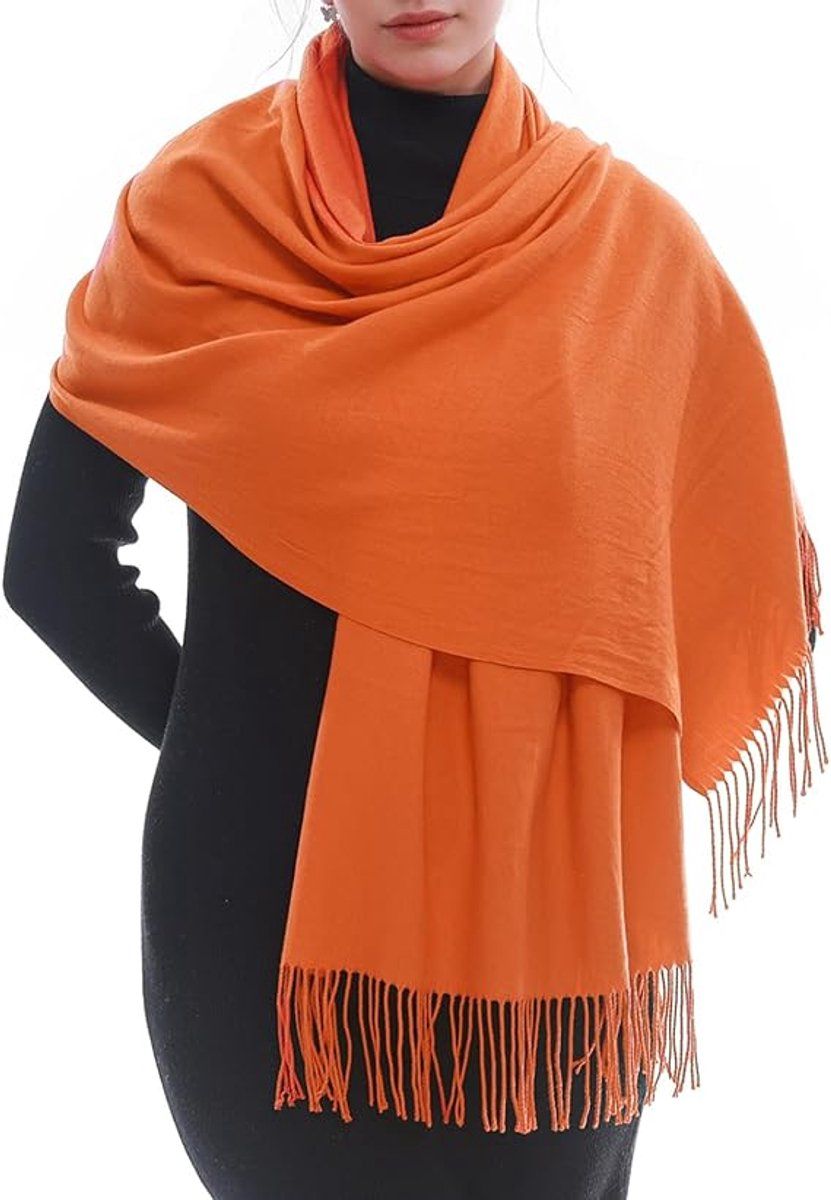 Scarf, Neck Warmer, Winter Scarf, Women's Woven Scarf, Ladies' Scarf, for Cold Weather, Travel and Daily Winter Wear, 70 x 200 cm, Orange โ image 2