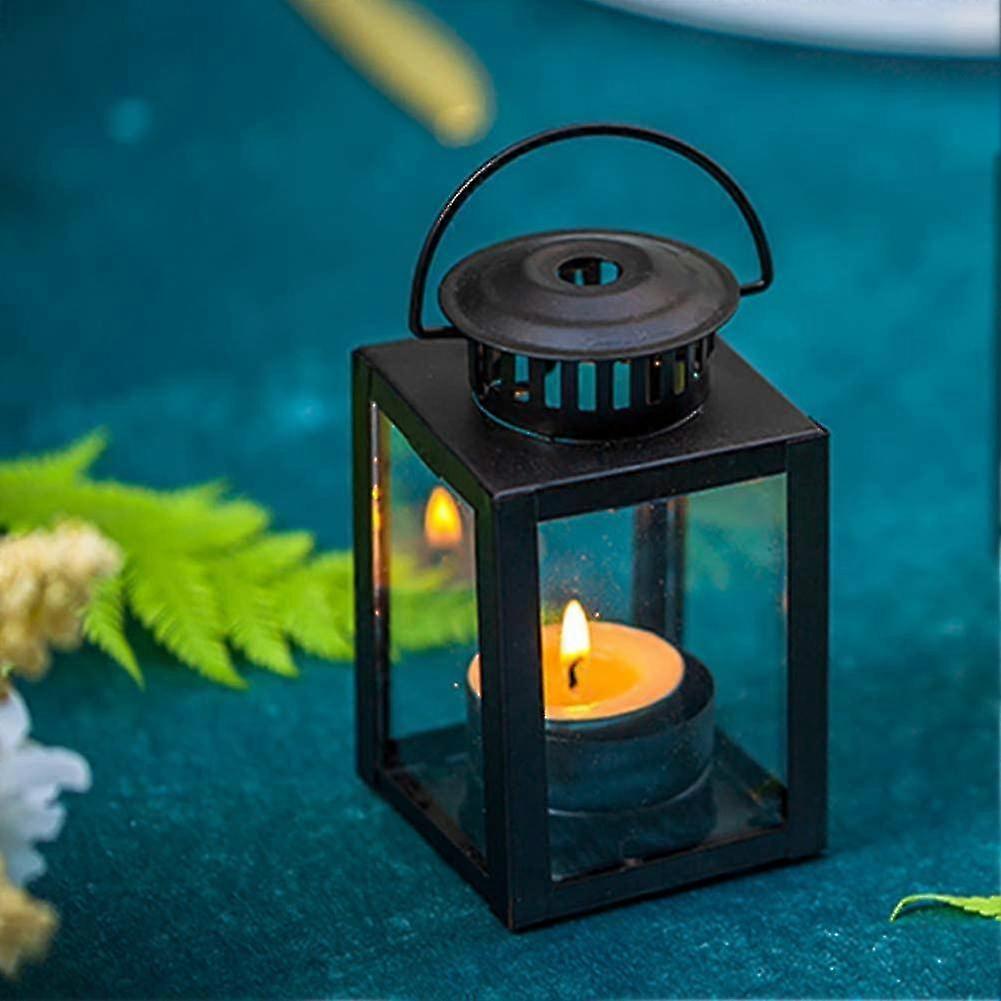 Lanterns for candles, garden lanterns, hanging small lanterns in vintage style for tea lights, Blue Light Tea Light Holder for Indoor and Outdoor, 2 pcs, black — image 4