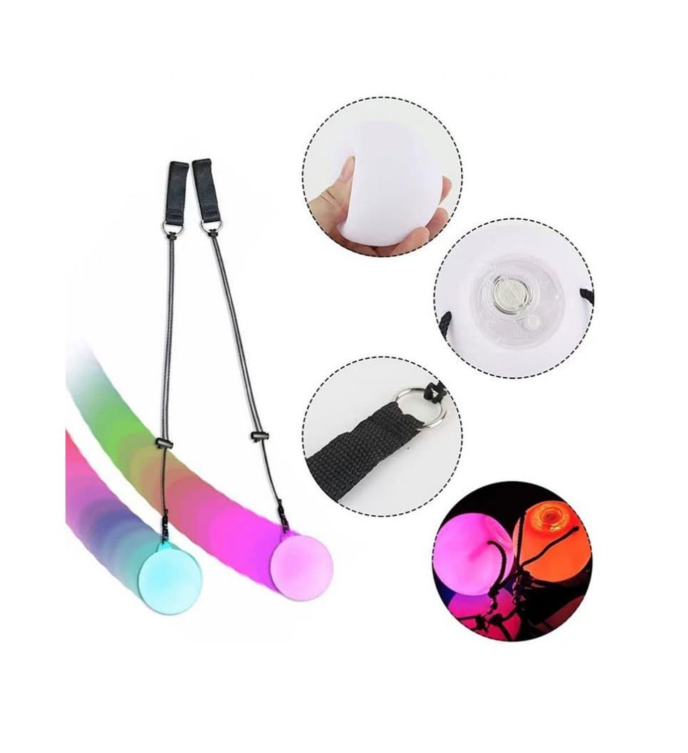 Soft Spinning Glow Poi for Beginner Kids and Professional Rainbow Fade and High Strobe Spinning LED Glow Toy Light Up Balls 2pcs โ image 5