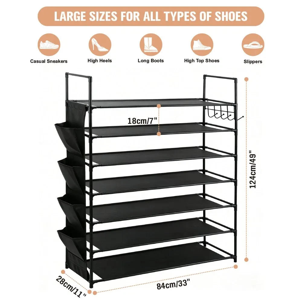SEDY 7-Tier Shoe Rack Storage Organizer Shelf for 28–30 Pairs Bedroom Garage — image 2