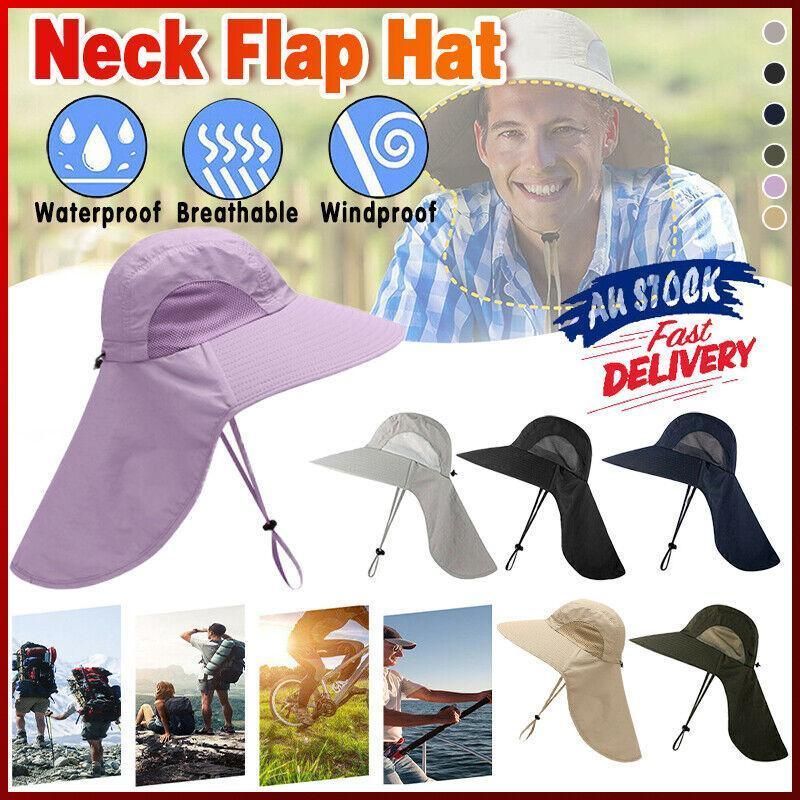 1x Neck Flap Cap Unisex Outdoor Sport Fishing Hat Sun Protection Wide Brim Cover - Purple โ image 2
