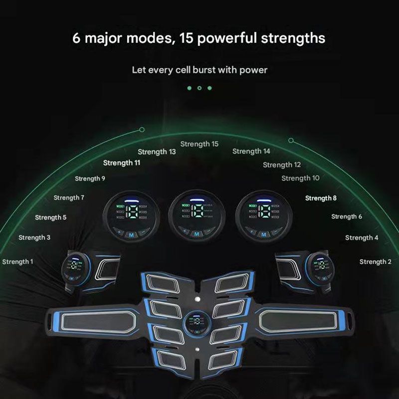 Blue EMS Muscle Stimulator Belt Set - Rechargeable Abdominal Toning Trainer with Multiple Pads and Modes — image 5