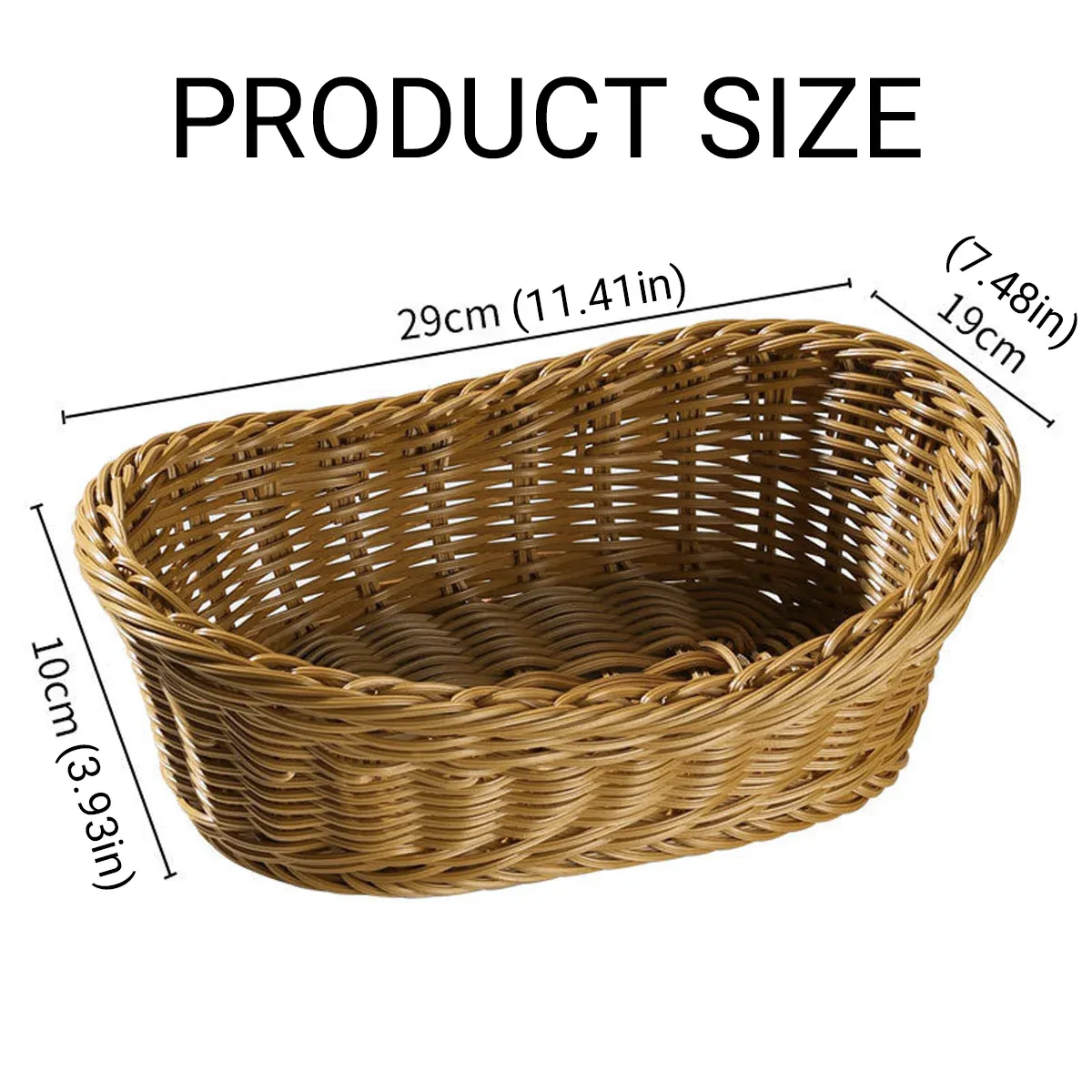 2Pcs Rattan Yuanbao Shaped Fruit Tray Home Storage Basket Living Room Tray — image 3