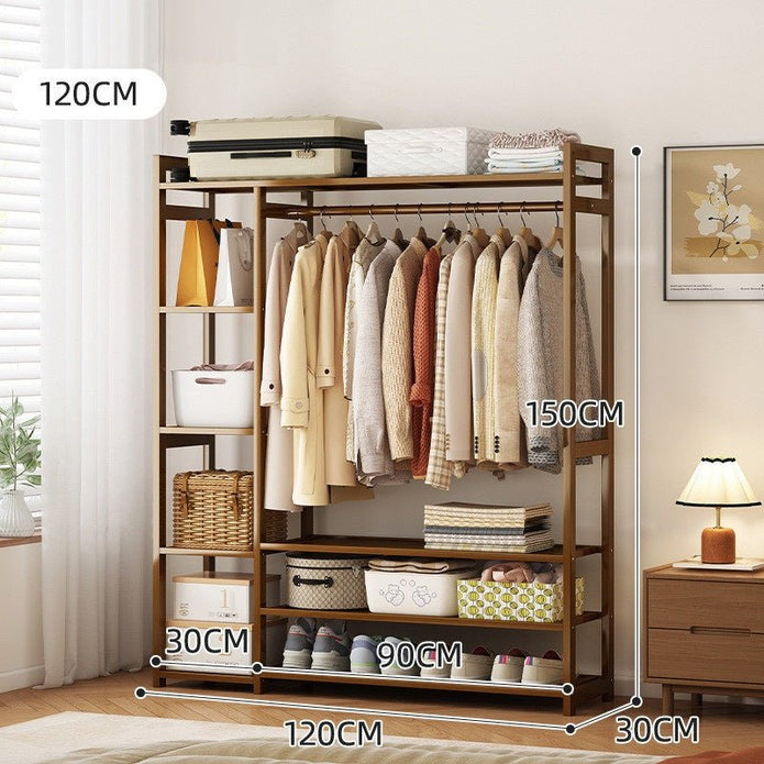 Bamboo Clothes Rack Garment Closet Storage Organizer Hanging Rail Shelf Dress room 120CM โ image 2