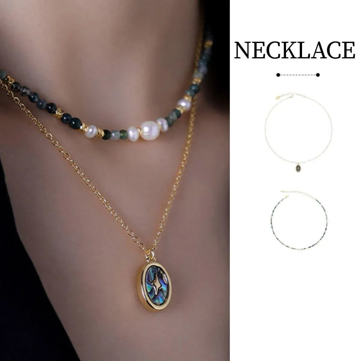Retro Fashion Style Natural Stone Design Necklace for Women Vintage Jewelry - No pendant — image 2