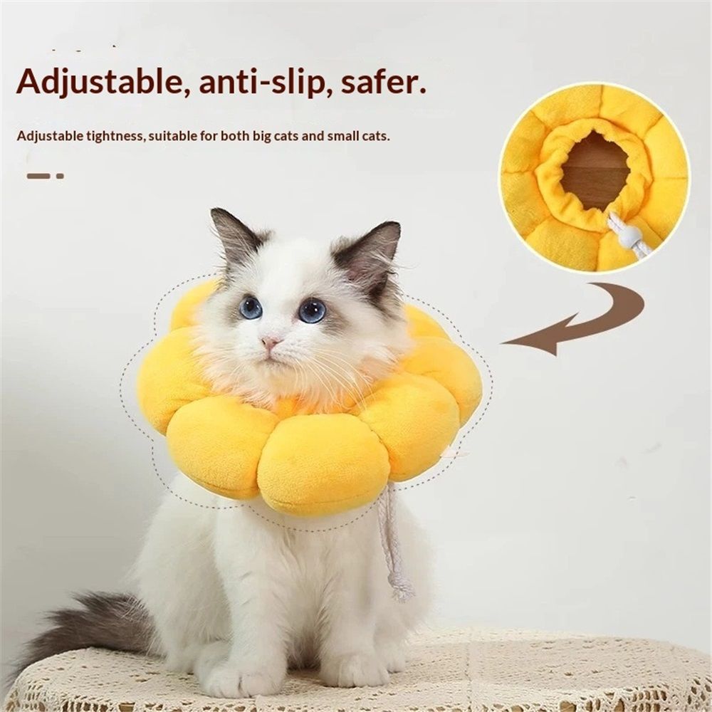 Adjustable Comfy Flower Style Collar for Cats Puppies Soft Recovery Cone Pet Protective Neck Collar (Yellow, Small) — image 3