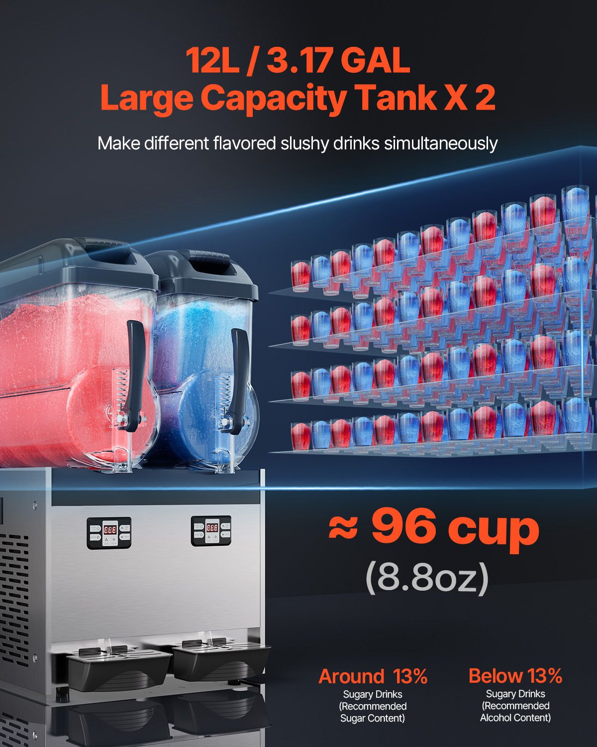 12Lx2 Tank Commercial Slushy Machine Margarita Smoothie Frozen Drink Maker — image 2