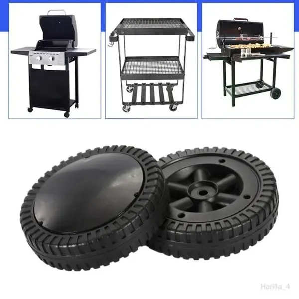 2 Pack BBQ Replacement Wheels, Durable Plastic Grill Wheels for Charcoal Grills and Heavy Equipment, Black, 15 cm โ image 4