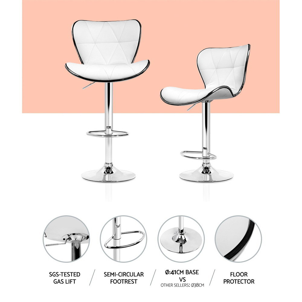 Artiss 4x Bar Stools Gas Lift Leather Seat White — image 4