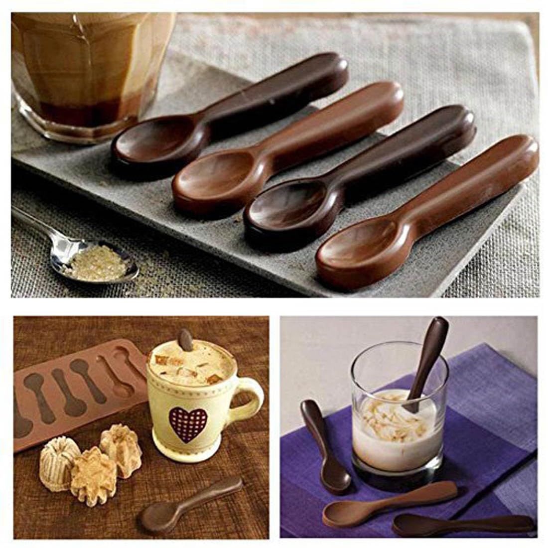Silicone Spoon-Shaped Chocolate Mold 1PCS Ice Cube Tray for Baking, Soap, Candle, Birthday Cake Decoration and Jelly โ image 2