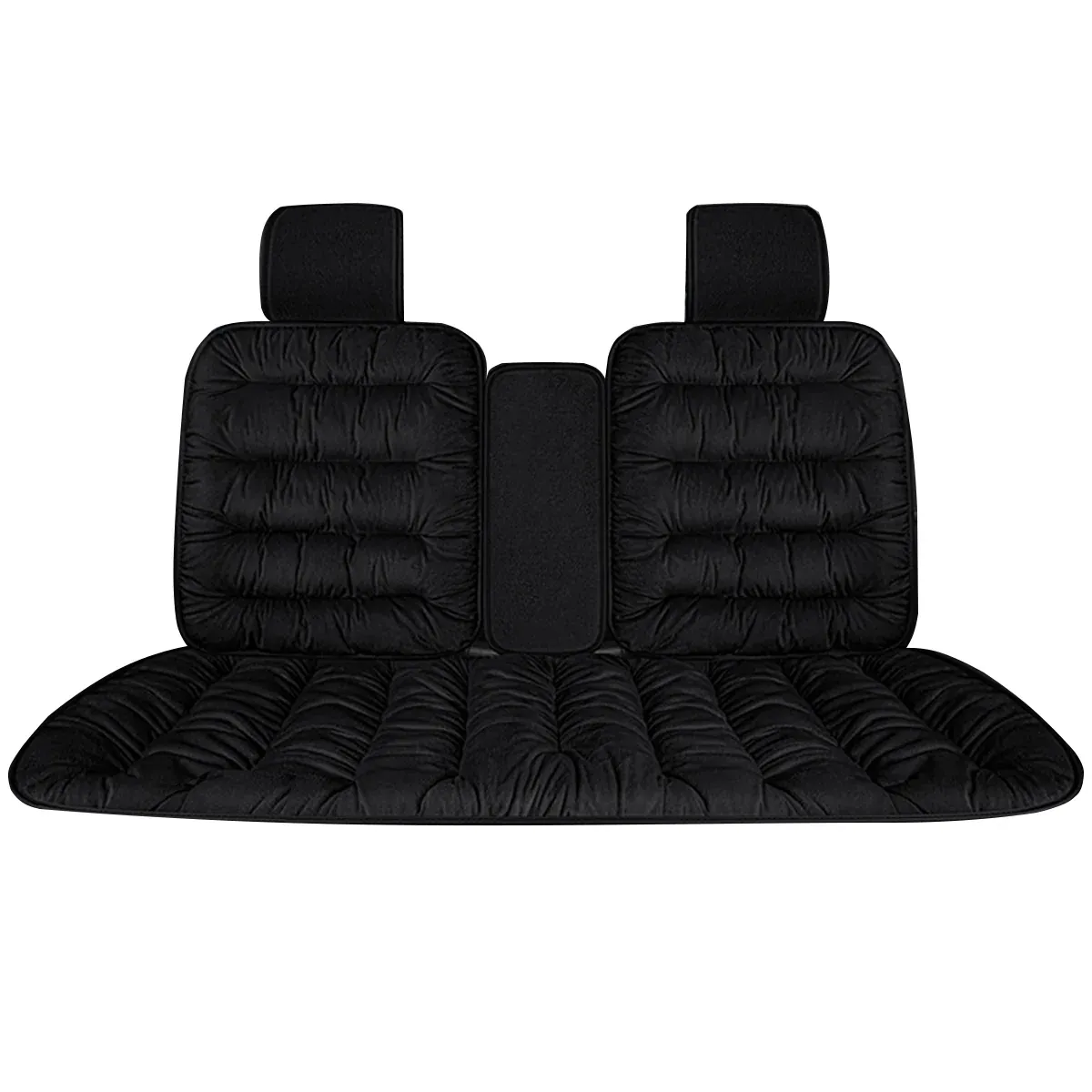 Winter Thick Warm Plush Seat Cover with Backrest Universal Fit for Rear Row - Black