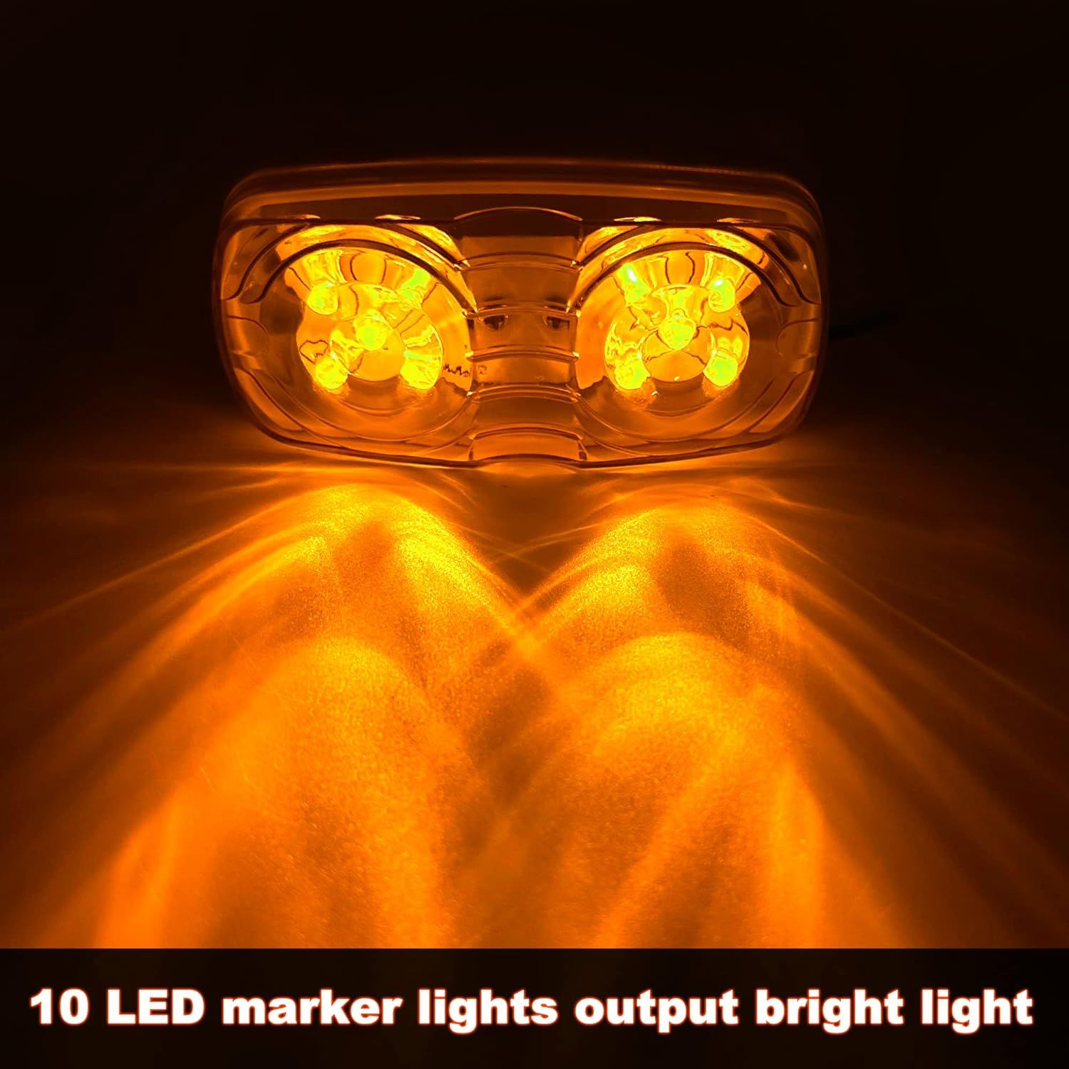 Light Indicator Double Bubble Rectangular 12V Surface Mount RV Camper Trucks Side Marker Light (5 pcs Amber)