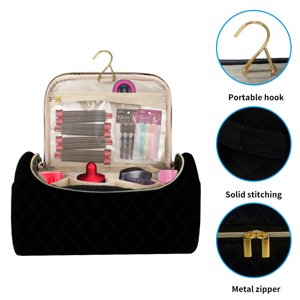 Travel Storage Bag for Pre-Styling Dryer and Hair Curler Accessories, Travel Organizer Curling Barrels Case Cosmetic Bag — image 4