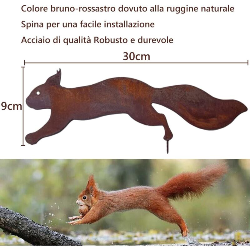 Tree Squirrel - Metal Garden Decoration - 30 cm - Natural Rust Patina โ image 3