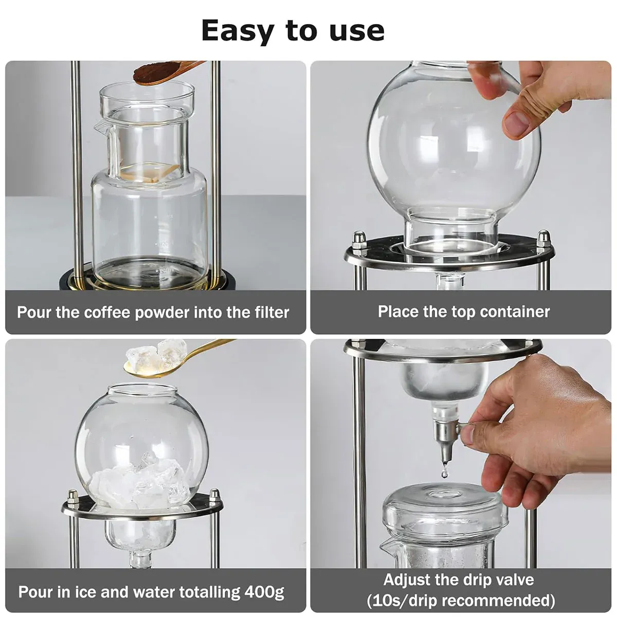 Cold Brew Coffee Maker Glass Ice Drip Pot Cold Brewer Manual Brewing Equipment — image 5