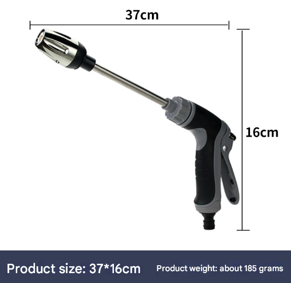 Black and Grey Heavy Duty Long Wand Garden Hose Nozzle - High Pressure Water Spray Gun with Adjustable Patterns for Car Wash, Plants & Cleaning โ image 2