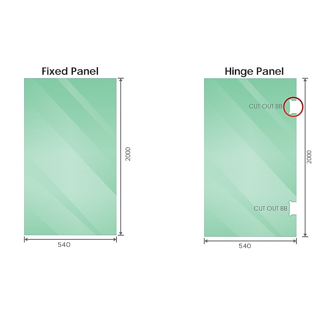 100cm Frameless Diamond Shower Screen – Channels with Brass Hinges in Gunmetal, Square Double Pull Handle — image 3