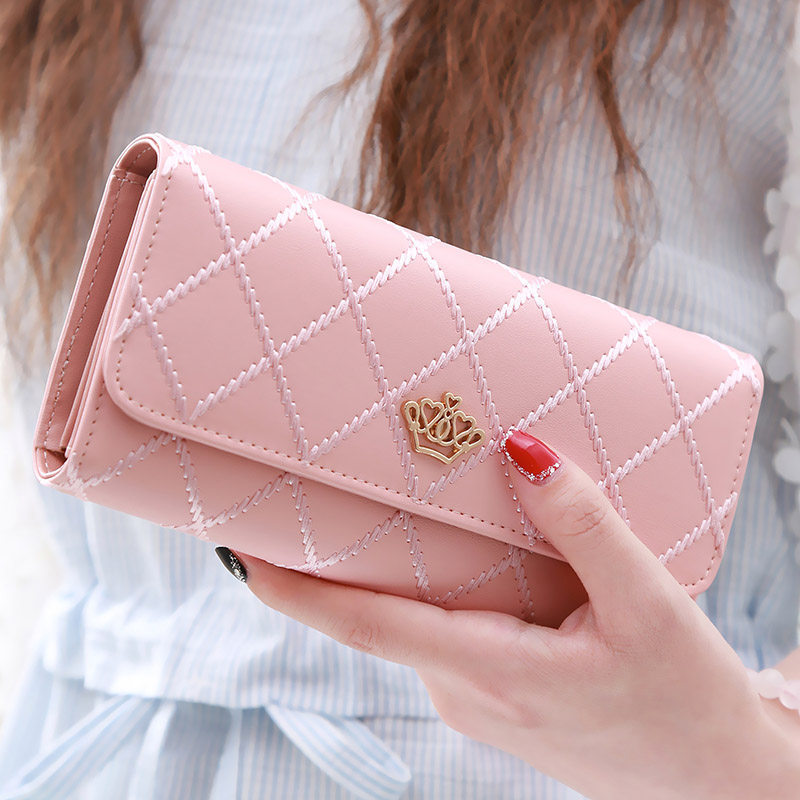 Christmas gift Women's Quilted Leather Wallet, Stylish Long Clutch with Heart Accent — image 3
