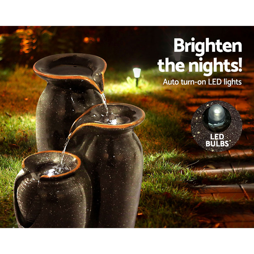 Gardeon Solar Fountain Water Fountain Feature Cascading Fountain LED Lights 76CM Grey β image 5