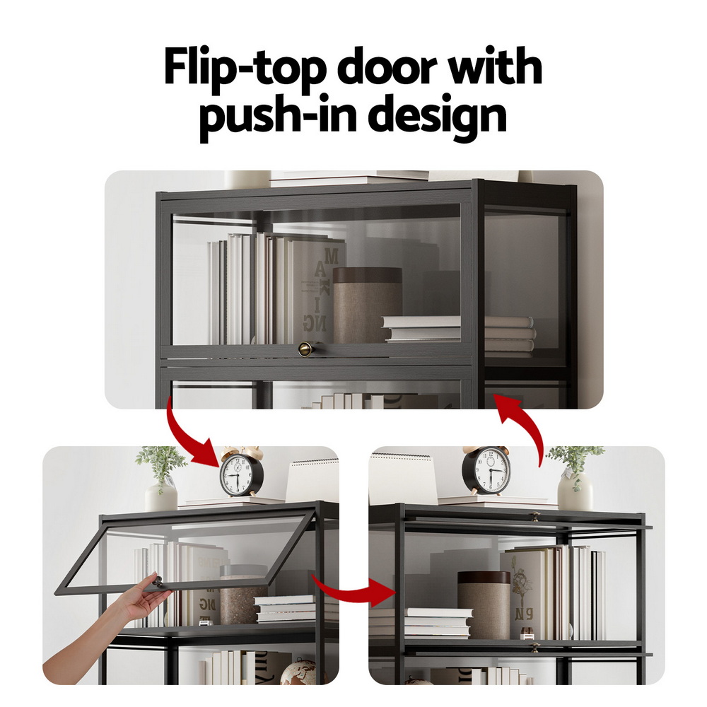 Artiss 5-Tier Display Cabinet Storage Bookshelf Clear Shelf Black โ image 6