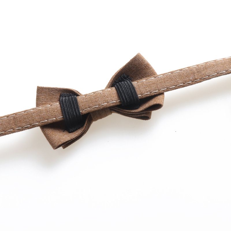 Cat Collar Breakaway Bowtie Safety with Bell Adjustbale Kitten Puppy Solid Plaid Color Set A-[2pcs] Brown+Pink — image 2