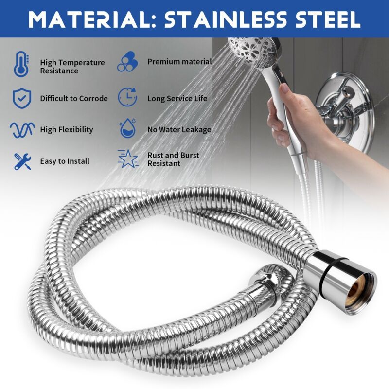 80 cm Stainless Steel Flexible Shower Hose for Bathroom, 1/2 Inch Interface, Replacement Water Connection Hose โ image 4