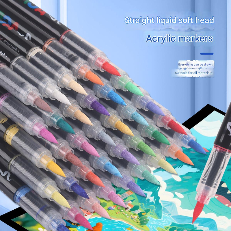 36-Color Liquid Acrylic Paint Markers — Soft Brush Tip| Art & Painting Supplies | Automatic Ink Control System | Suitable for Various Surfaces (Rock, Glass — image 2