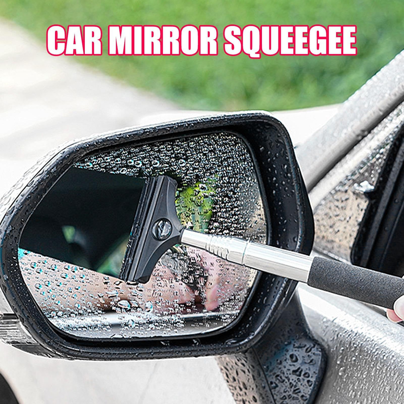 Car Rearview Mirror Wiper, Telescopic Car Mirror Squeegee Cleaner, Retractable Side Mirror Glass Mist Cleaner (Black) โ image 4