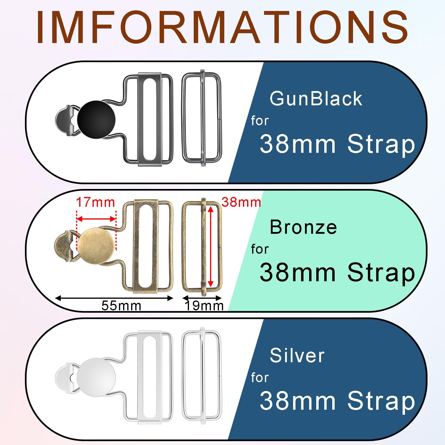CooBigo 6Sets 1-1/2" Overalls Buckles + 24Pcs 17mm Jeans Bttons for Jeans Suspender Buckles Replacement Bib Pants DIY Sewing Accessories (Bronze) — image 4
