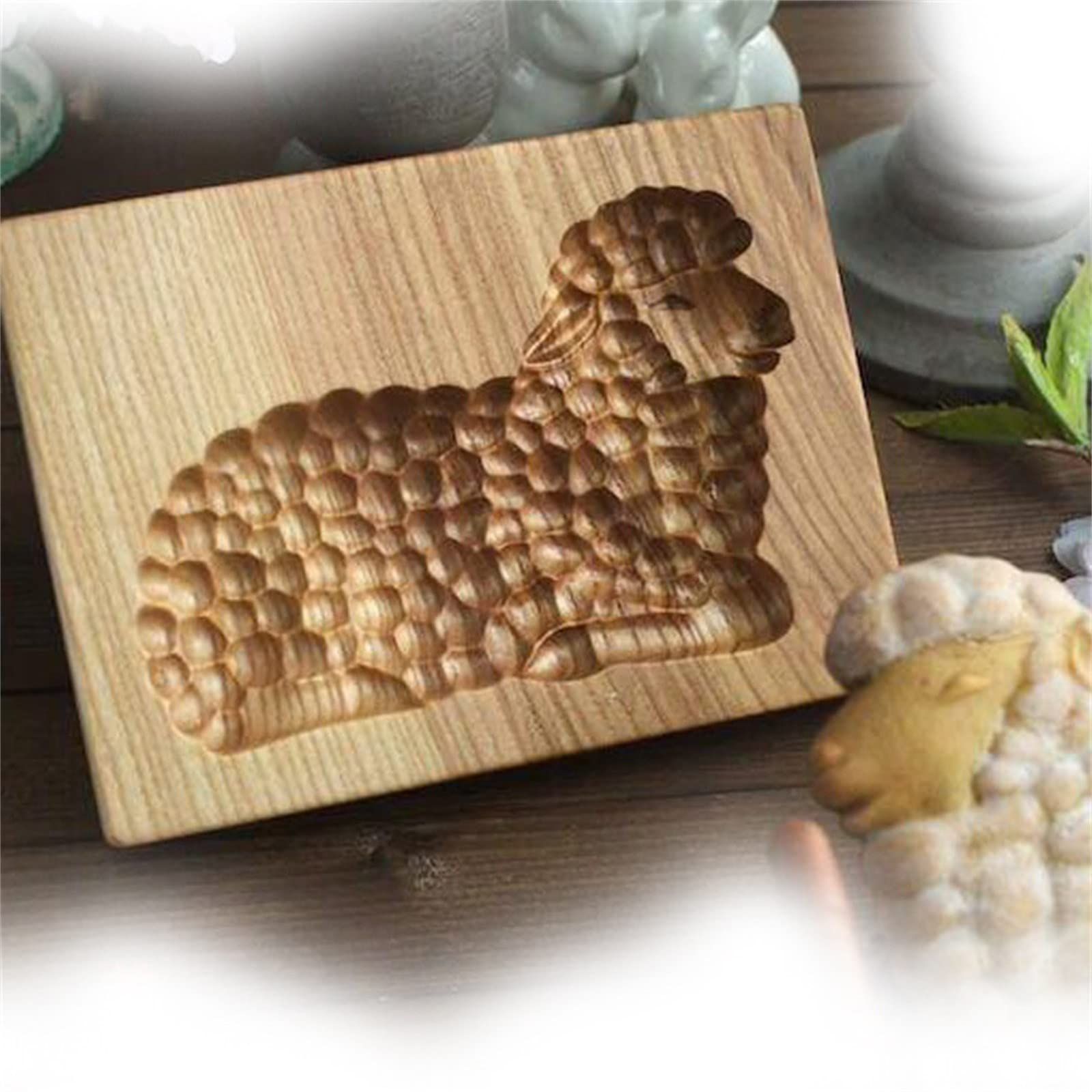 Wooden Cookie Molds, Engraved Embossing Cookie Cutter with Christmas Tree Deer Pinecones Pattern for Baking Embossed Cookies — image 5