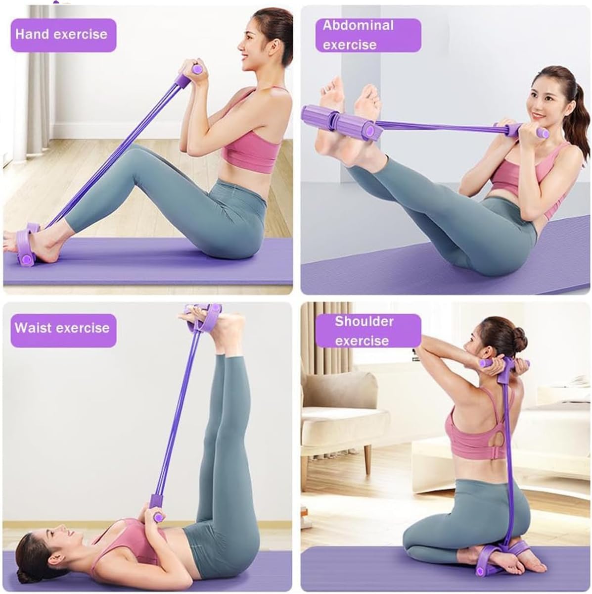 6-Tube Pedal Resistance Band, Premium Elastic Tension Rope for Full Body Workout, Natural Latex Fitness Bands for Strength Training,Yoga Stretching Slimming — image 4