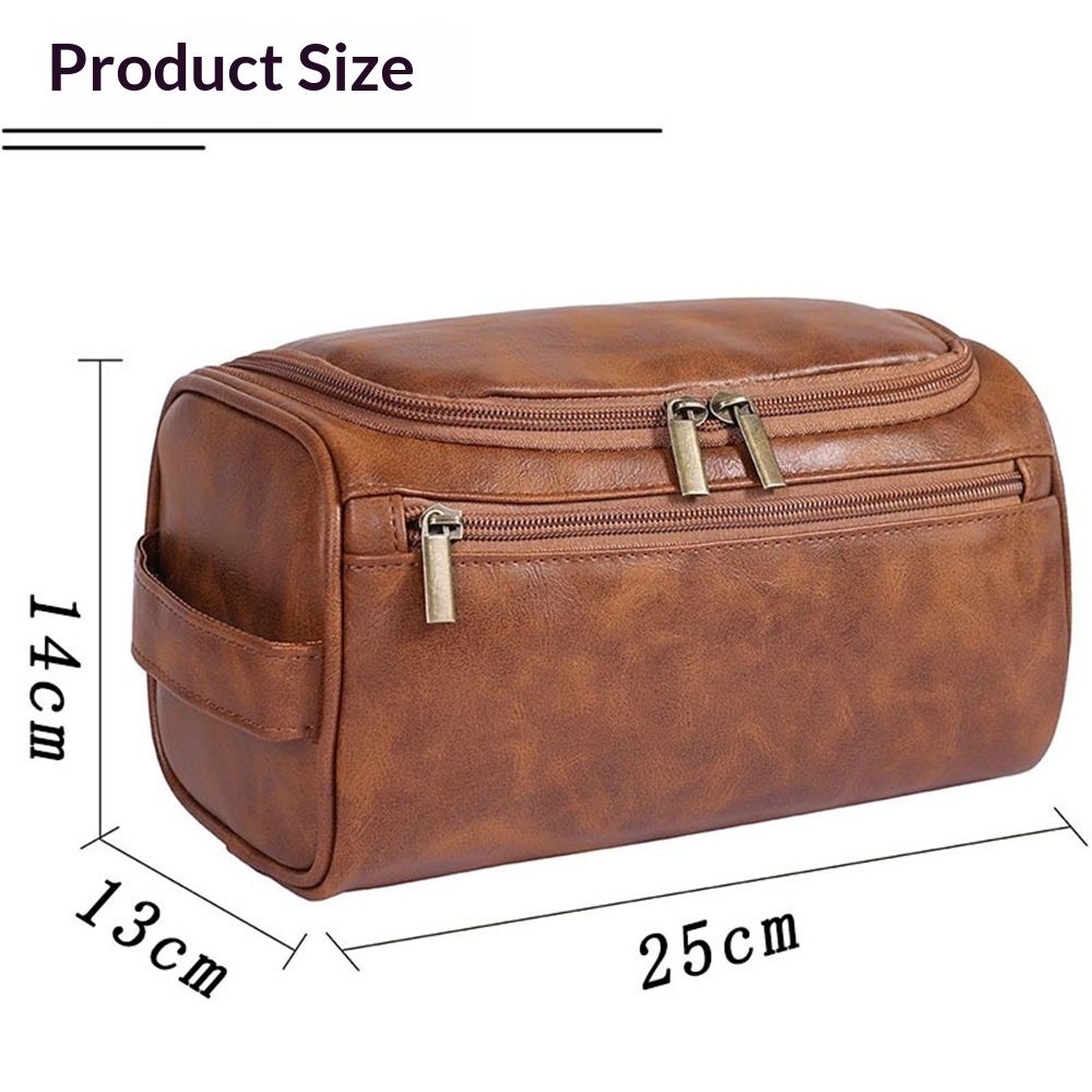 Toiletry Bag for Men, Hanging Travel Shaving Dopp Kit for Men and Women, Water-resistant Toiletries Organizer Bags, PU Leather Cosmetic Bags for Makeup — image 5