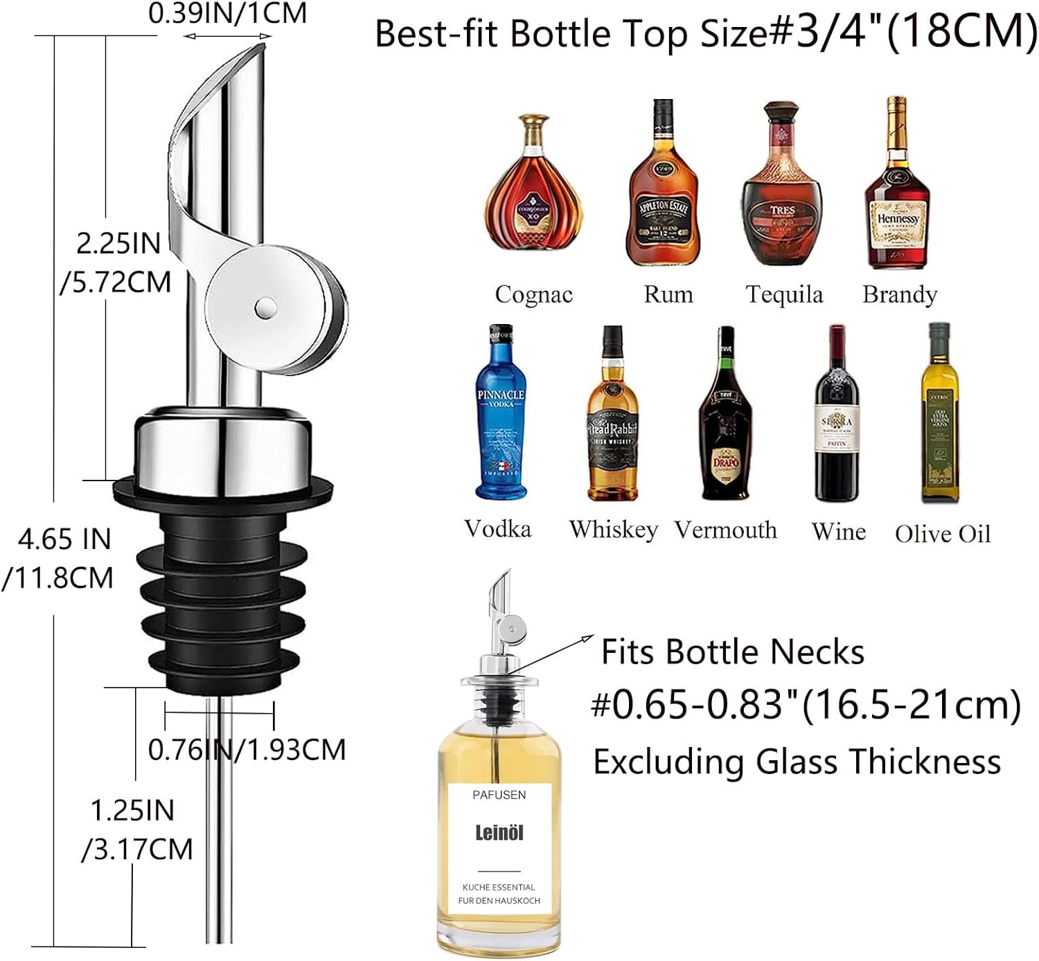 2 Pack Liquor Pour Spout, Auto Flip Olive Oil Dispenser Spout, Pour Spout for Liquor Bottles, Olive Oil Spout, Bottle Pourers for Alcohol Wine Syrup Home Bar — image 4