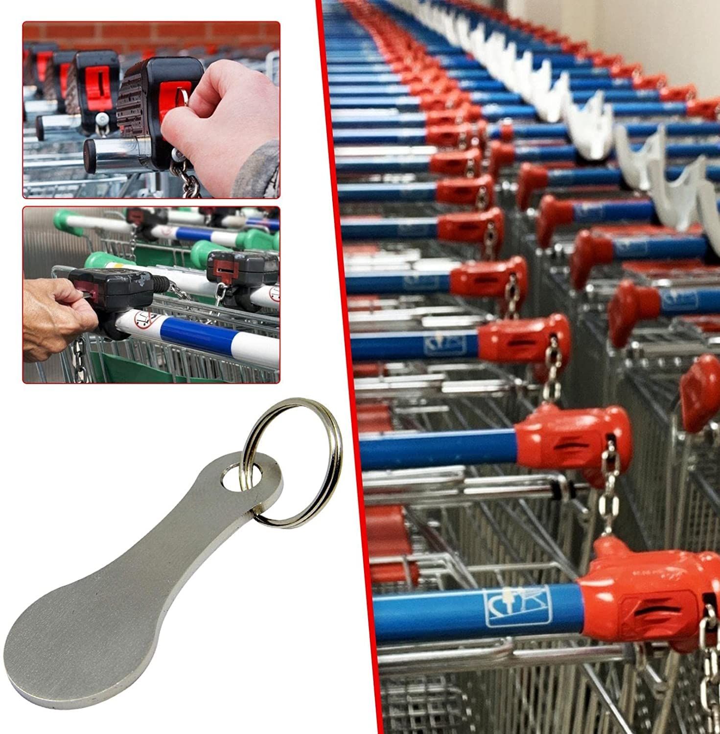 Mini Aluminum Alloy Key Ring Shopping Trolley Tokens - Small Keychain for Grocery Shopping Cart, 2 Pcs Silvery โ image 4