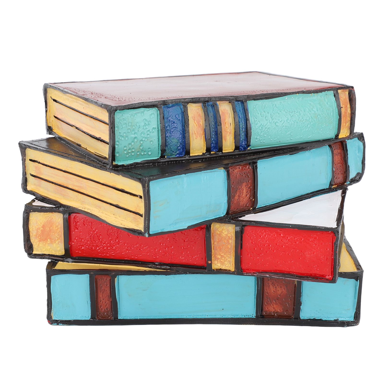 Stained Stacked Books Lamp Resin Handmade Vintage Warm Light Reading Nook Lighting Table Lamp ForNightstand Desk Decoration โ image 3