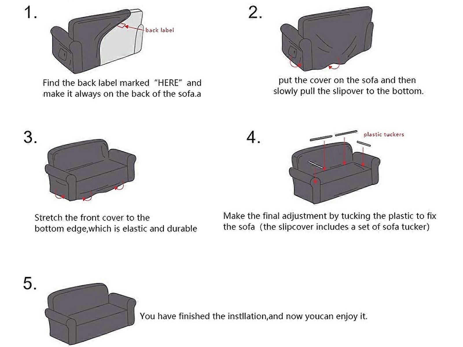 Stretch Sofa Cover for 2 Seats - Grey Slipcover — image 3