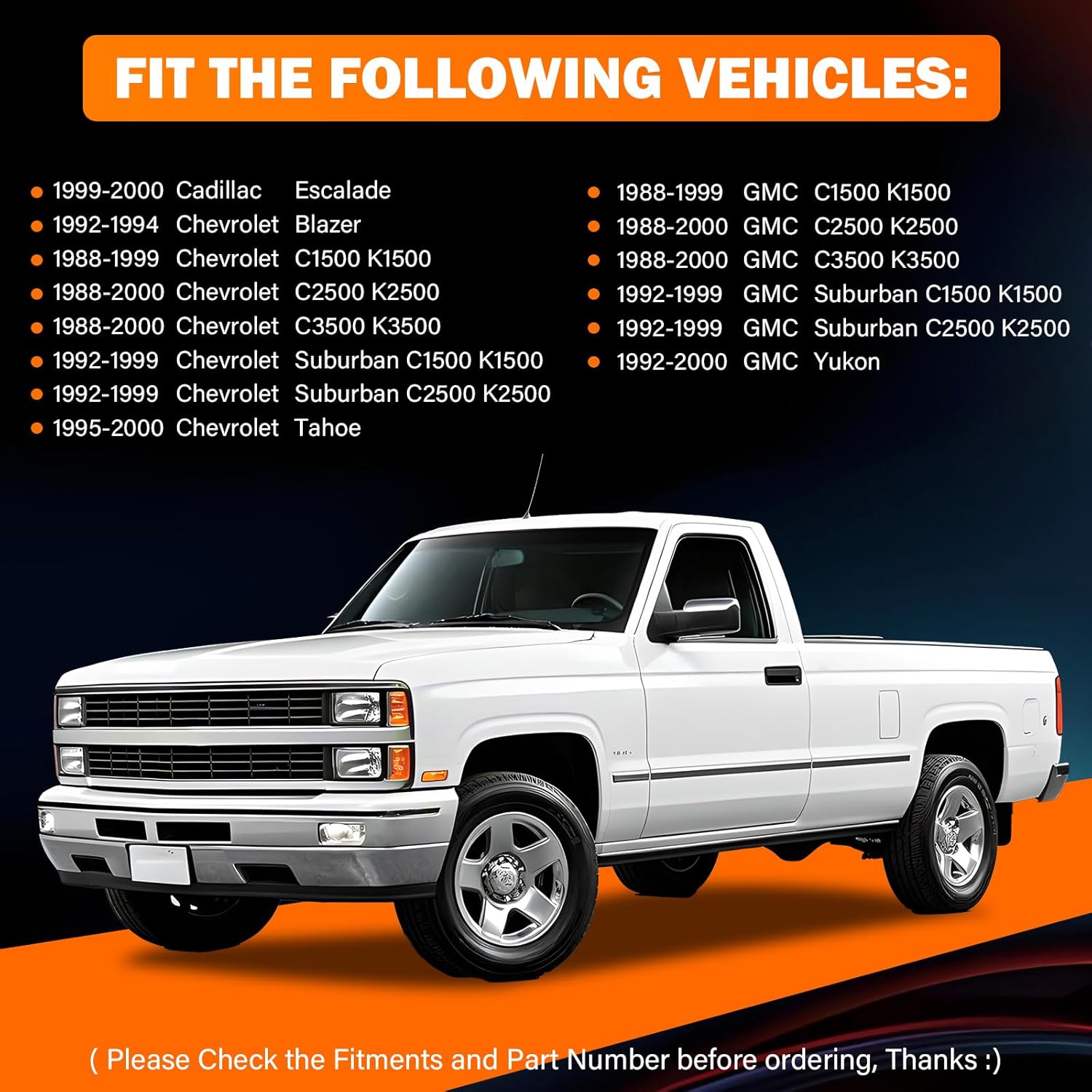 Exterior Door Handles Front/Rear Left & Right for Chevy C1500 C2500 C3500 K1500 K2500 K3500 GMC Yukon Tahoe Suburban Replaces # 15742229, 15742230, 15742233 โ image 5