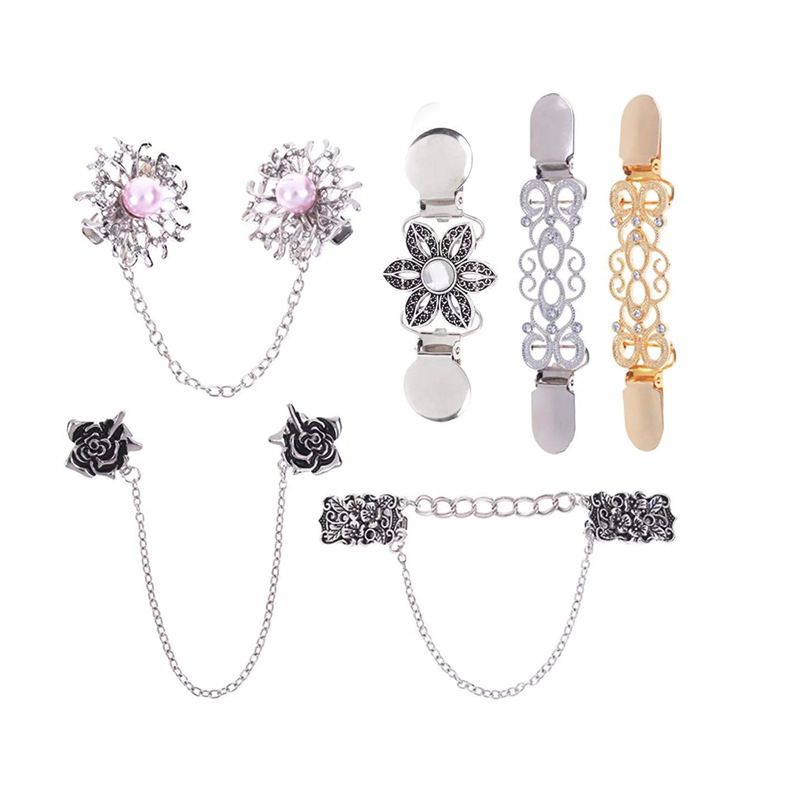 Six piece set Sweater/Collar Clip with Chain-Vintage Look Dress/Blouse/Cardigan weddings, galas, or to spice up a casual outfi — image 2