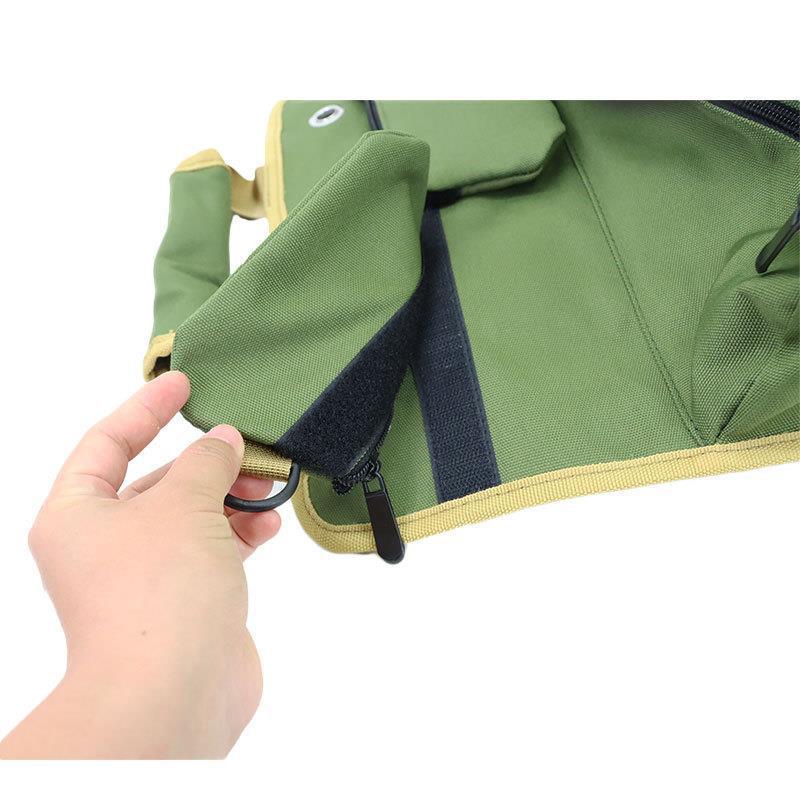 Green Portable Roll-Up Tool Organizer with Zippered Pockets — image 3